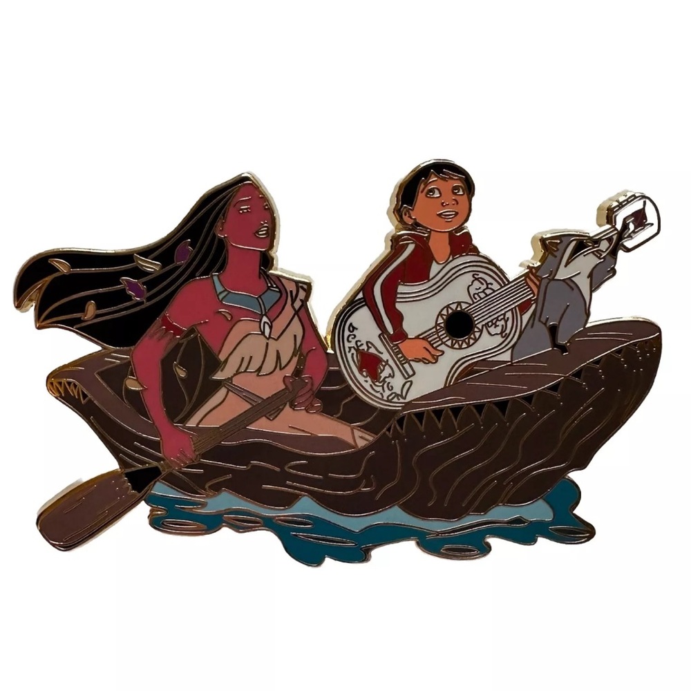 Disney Fantasy Pin Pocahontas Meeko Coco Miguel Canoe Guitar Crossover 3" Large